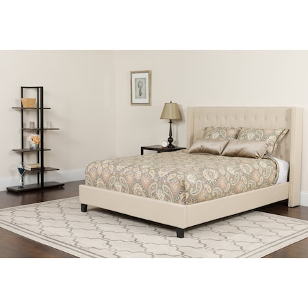 Flash Furniture Platform Bed Set, Riverdale, Queen, Beige HG-BM-35-GG